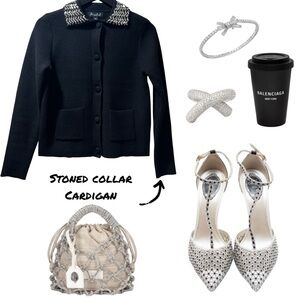 Marled Jeweled Cardigan Sweater